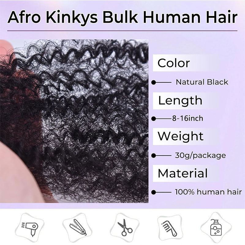 Fashion Human Hair Dreadlocks Puffy Silk Hair Bag Afro Kinkys Bulk Human Hair - Image 5