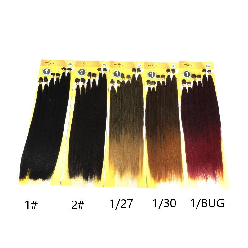 Cross-mirror african long straight hair curtain six-piece set new yaki korean - Image 2