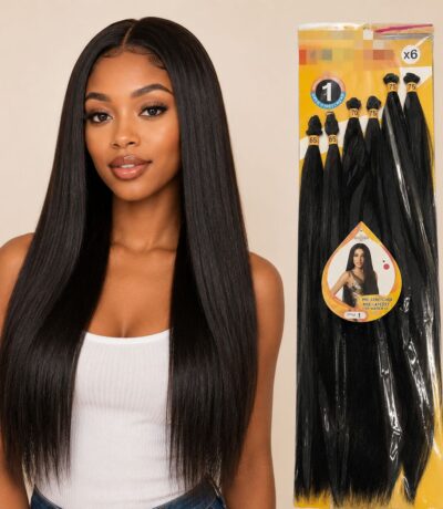Cross-mirror african long straight hair curtain six-piece set new yaki korean